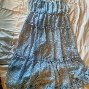 Blue Tiered Ruffle Sundress - Light Blue Animal Print